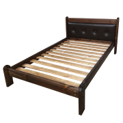 Кровать "Русич 2" деревянная под старину (с мягкой спинкой)