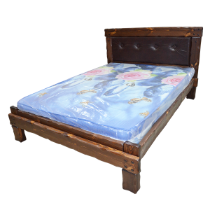 Кровать "Купец 2" деревянная под старину (с мягкой спинкой) 